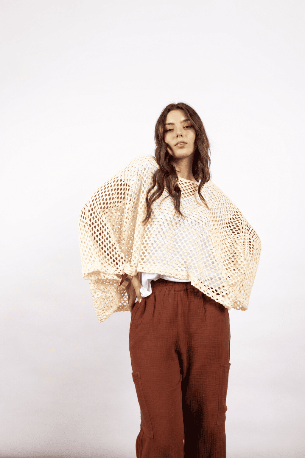 Poncho Sweater Red Combinado - Imagen 4