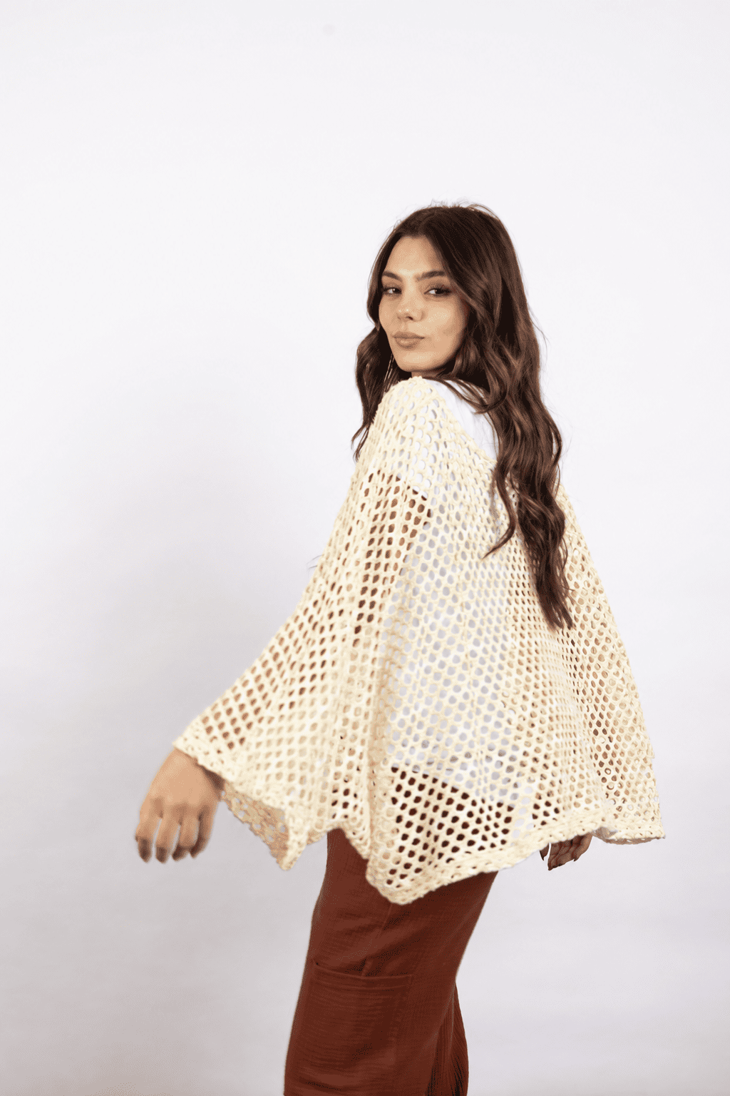 Poncho Sweater Red Combinado - Imagen 3