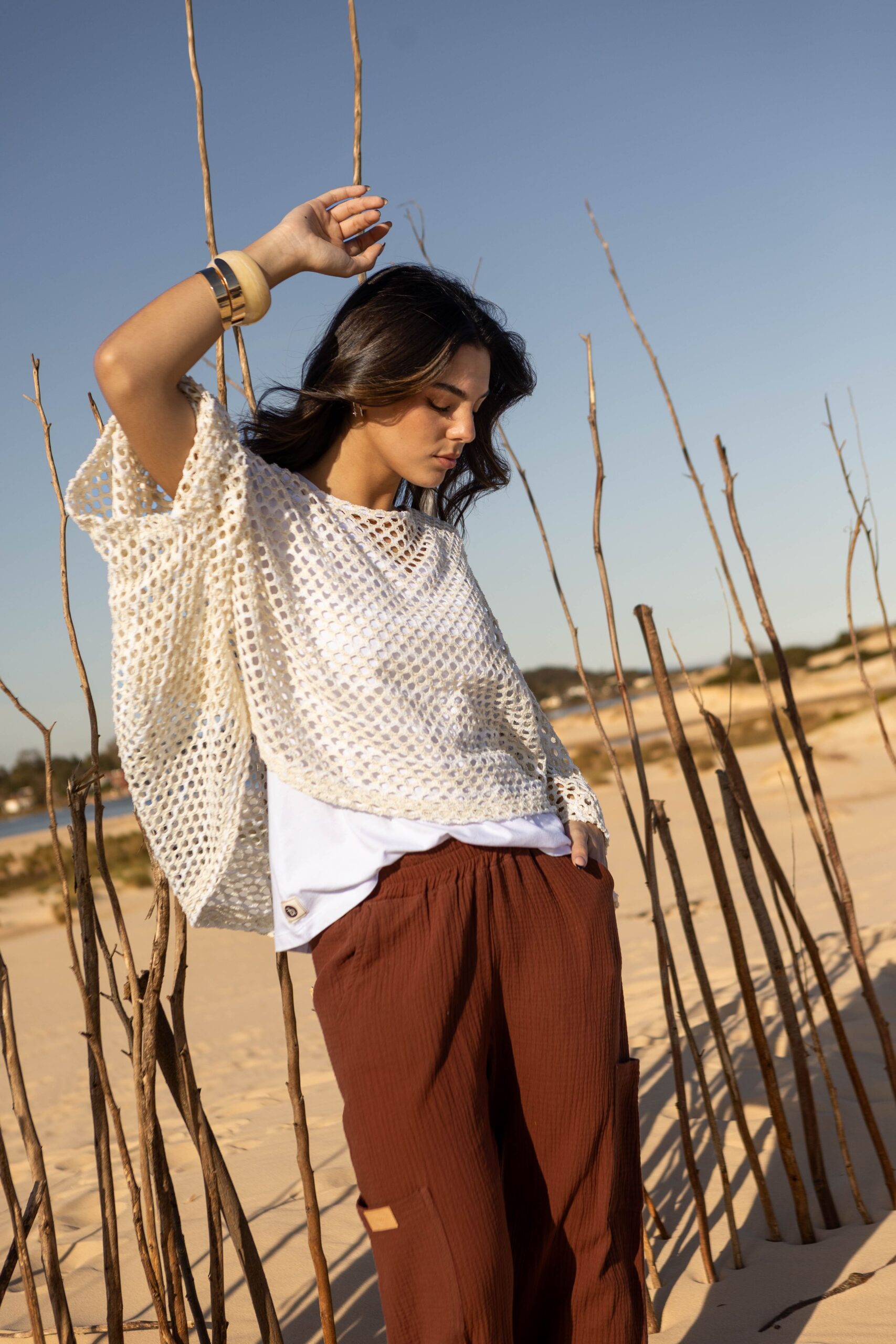 Poncho Sweater Red Combinado - Imagen 2